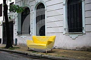 Vintage Yellow Sofa Comfortable Style Classic Living