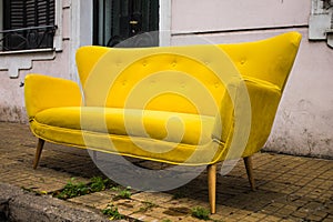 Vintage Yellow Sofa Retro Antique Decoration Furniture