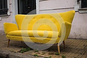 Vintage Yellow Sofa Retro Antique Decoration Furniture