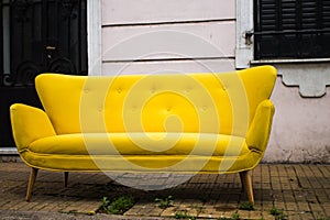 Vintage Yellow Sofa Retro Antique Decoration Furniture