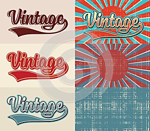 Vintage â€“ set of stylized text and aged backgrounds.