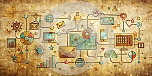 VintageInspired Digital Marketing Copywriting Illustrations Abstract Designs for SEOOptimized Content Website Graphics