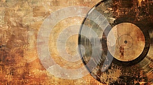 A vintagestyle reinterpretation of a vinyl cover with distressed textures and sepia tones giving the piece a nostalgic