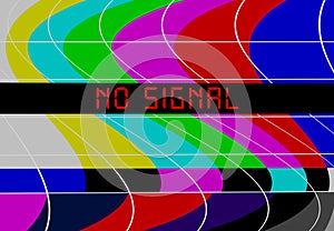 Vintage TV color bars, pattern for test transmission with caption no signal, offline, disturbance,error sign,vector, website down photo