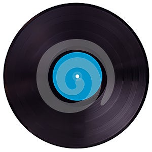 Vinyl 33 rpm record with blue label. With clipping path