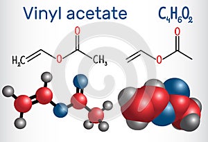 Vinyl acetate molecule. It is the precursor to polyvinyl acetate photo