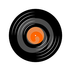 Vinyl disc icon. Turntable LP or long play music plate for gramophone isolated on white background. DJ equipment. 70s