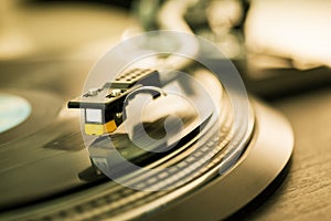 Vinyl disc on record player