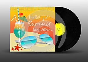 Vinyl disc record summer song album vector