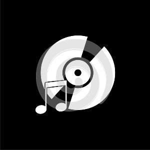 Vinyl disk icon isolated on dark background