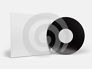 Vinyl Disk Record with Cover mockup template. Design template of retro long play Old technology, realistic retro design for
