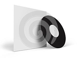 Vinyl Disk Record with Cover mockup template. Design template of retro long play Old technology, realistic retro design for