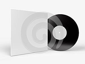 Vinyl Disk Record with Cover mockup template. Design template of retro long play Old technology, realistic retro design for