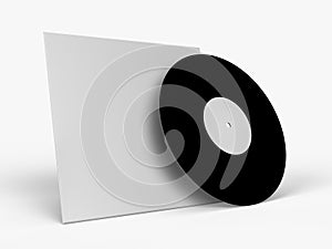 Vinyl Disk Record with Cover mockup template. Design template of retro long play Old technology, realistic retro design for