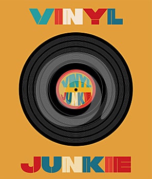 Vinyl Junkie record vector design photo