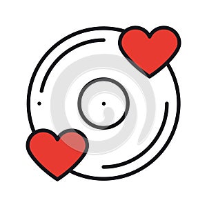 Vinyl line icon. Favorite song. Vinyl record disco dance nightlife club DJ disk party theme. Sign and symbol. Vector