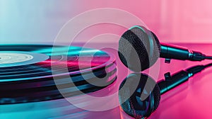 The vinyl and microphone.AI generated image