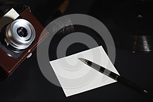 Vinyl plate and retro camera