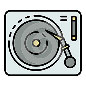 Vinyl play desk icon color outline vector