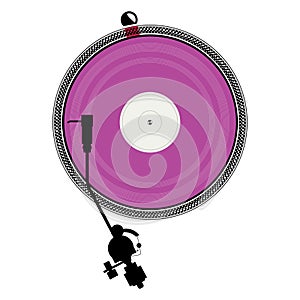 Vinyl player. Record player and vinyl disc. Vinyl record disc concept