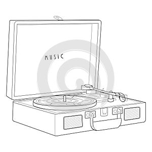 Vinyl player. Technology design. Vintage turntable. Record player vinyl record