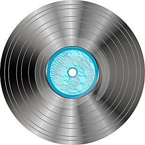 Vinyl record with blue label isolated