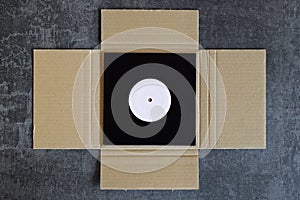 Vinyl record cardboard mailer shipping box photo