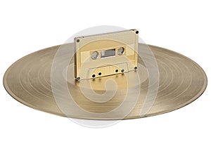 Vinyl record and cassette tape. isolated