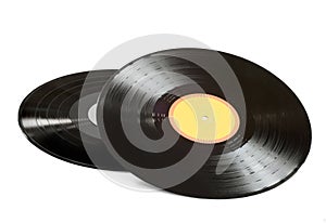 Vinyl record close up isolated on a white background