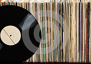 Vinyl record on a collection of albums