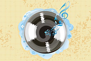 Vinyl record on colorful background vector