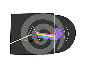 Vinyl record with a cover in bright colors