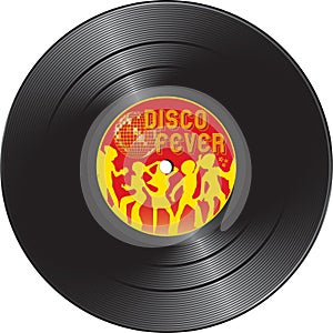 Vinyl record with disco fever photo