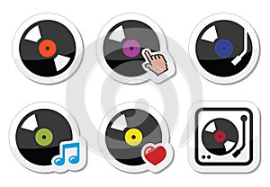 Vinyl record, DJ icons set