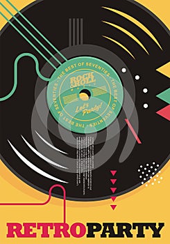 Vinyl record graphic design for retro party invitation or poster