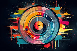 Vinyl record graphic design for retro party poster. Music party invitation or concert flyer. The best of seventies