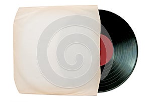 Vinyl record inside a blank sleeve