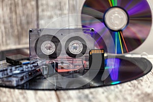 Vinyl record, laser disc and USB flash drive