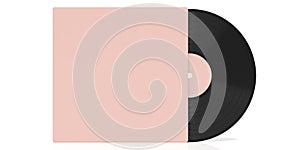 Vinyl record LP and cover isolated, cutout on white background, copy space. 3d illustration