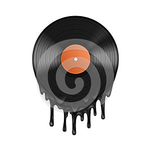 Vinyl Record Melting Realistic Composition