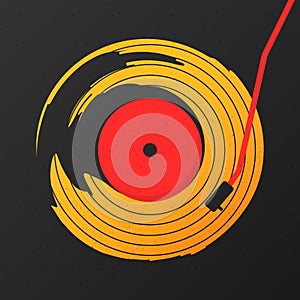 Vinyl record music abstract vector with black background graphic