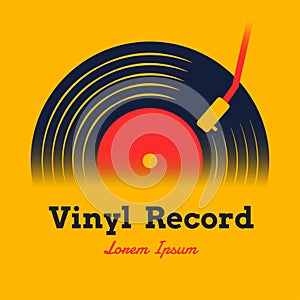 Vinyl record music design vector illustration with yellow background graphic