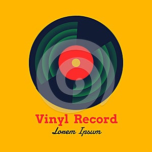 Vinyl record music design vector illustration with yellow background graphic