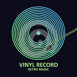 Vinyl record. Music poster with vinyl disc. Design for musical cover or logo. Vector.