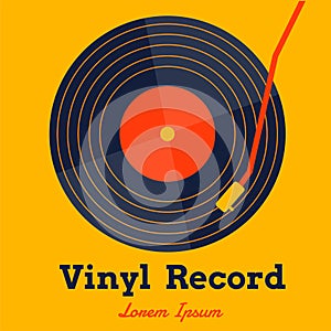 Vinyl record music vector with yellow background graphic