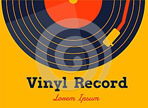 Vinyl record music vector with yellow background graphic