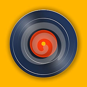 Vinyl record music vector with yellow background graphic