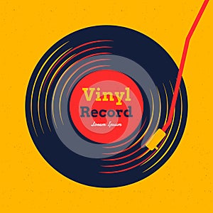 Vinyl record music vector with yellow background graphic