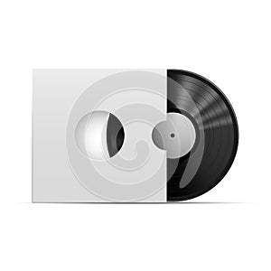 Vinyl record with package, template, isolated on white background