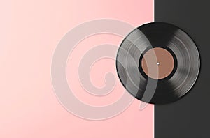 Vinyl record on pastel bg